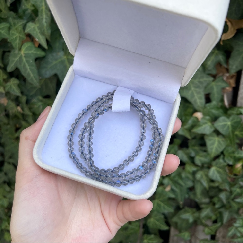 Grey Moonstone Necklace/ 3-Loop Bracelet- 4.8mm